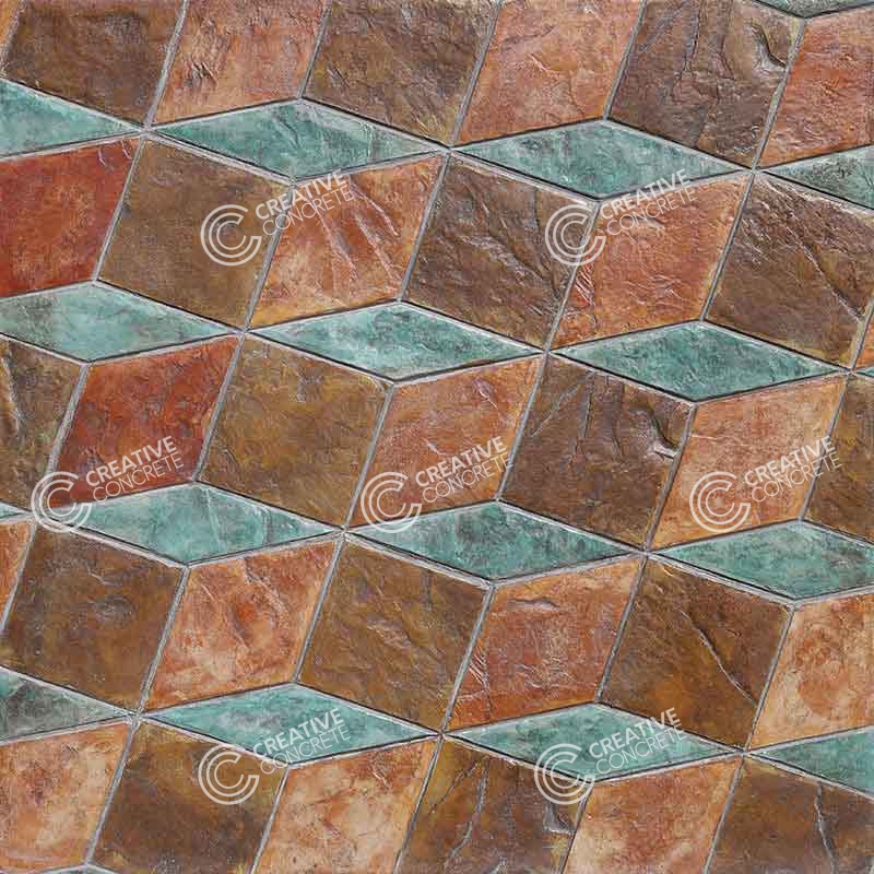 Dimensional Stain Cube Patterns Stamped Concrete by Creative Concrete Concepts