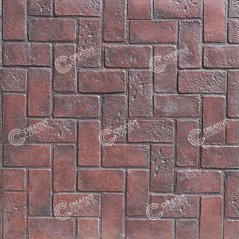 Herringbone used Brick Patterns Stamped Concrete by Creative Concrete Concepts