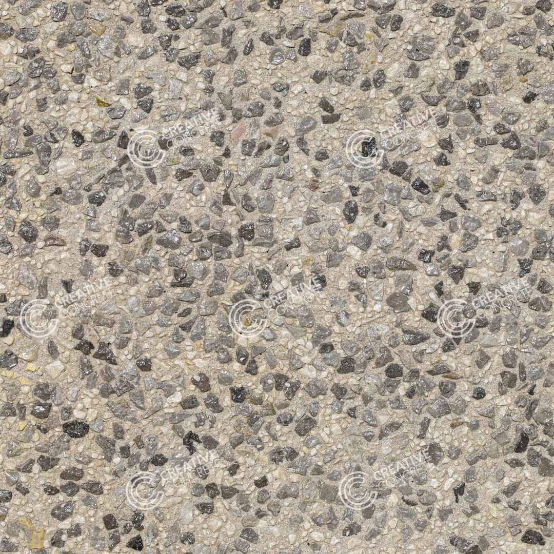 Dolphin Gray Marble PaveCrete 500: 601 Ash White (W)- Exposed Aggregate Samples CCC